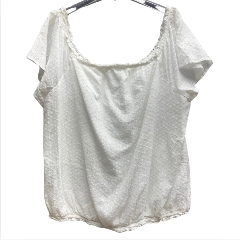 Lane Bryant White Eyelet Elastic Neck/Off Shoulder Blouse Sz 22/24